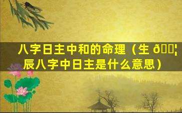 八字日主中和的命理（生 🐦 辰八字中日主是什么意思）